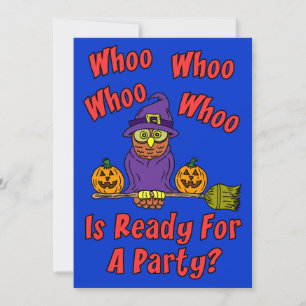 Invitation Qui Est Prêt Pour Une Fête Halloween Owl Cartoon K