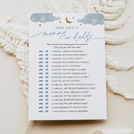 Invitation Qui l'a dit maman ou papa bébé jeu Twinkle Star