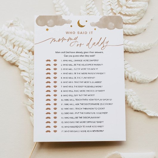 Invitation Qui l'a dit maman ou papa bébé jeu Twinkle Star