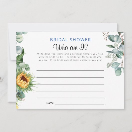 Invitation Qui suis-je Fête des mariées jeu (Devant)