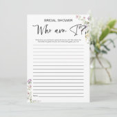 Invitation Qui suis-je Fleur sauvage Fête des mariées jeu (Debout devant)