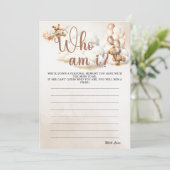 Invitation QUI SUIS-JE JEU Baby shower mignonne Ours (Debout devant)