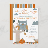 Invitation Qui tourne DEUX Chouette d'automne, fête d'anniver (Devant / Derrière)