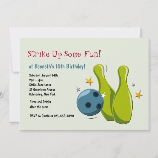 Invitation Quilles de Bowling (Devant)