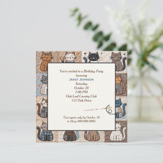 Invitation Quilt de chat à l'ancienne (Debout devant)