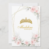 Invitation Quincanera royal de la Couronne géométrique rose e (Dos)
