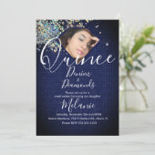 Invitation Quince Denim Diamants Gemme Photo Holographique (Debout devant)