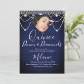Invitation Quince Denim Diamonds Gem Pearls Photo (Debout devant)