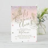 Invitation Quiñce Faux Paillettes Points Or Rose (Debout devant)