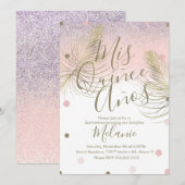 Invitation Quiñce Faux Paillettes Points Or Rose (Devant / Derrière)