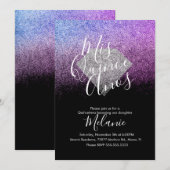 Invitation Quiñce Faux Parties scintillant Diamant Noir Viole (Devant / Derrière)