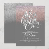 Invitation Quiñce Faux Parties scintillant Papillons Argent A (Devant / Derrière)