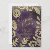 Invitation Quiñce Faux Parties scintillant Purple Floral Or A (Devant)