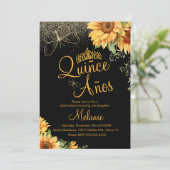 Invitation Quiñce Faux Parties scintillant Tournesol Aquarell (Debout devant)