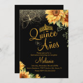 Invitation Quiñce Faux Parties scintillant Tournesol Aquarell (Devant / Derrière)