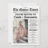 Invitation Quince Invite, Newspaper with Program, Quinceañera (Devant)