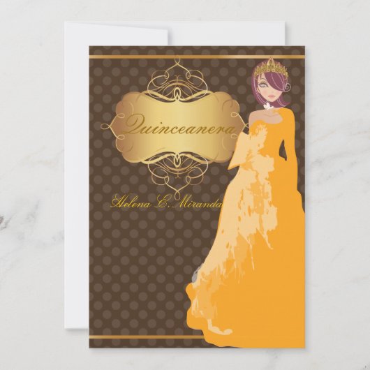 Invitation Quince/Sweet 16/ princesse/pois (Devant)