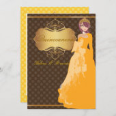 Invitation Quince/Sweet 16/ princesse/pois (Devant / Derrière)