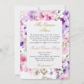 Invitation quinceaña de fleurs du printemps espagnol (Devant)