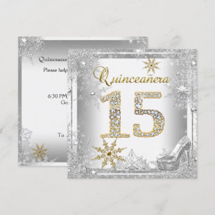 Invitation Quinceanera 15 Anniversaire Argent Or Elite