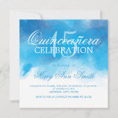 Invitation Quinceanera 15 Anniversaire Bleu d'été Aquarelle (Devant)