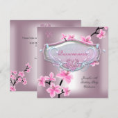 Invitation Quinceanera 15 Anniversaire fête Plutôt rose Flora (Devant / Derrière)