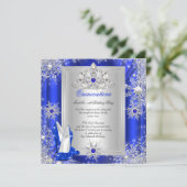 Invitation Quinceanera 15 Anniversaire fête Royal Blue Heels (Debout devant)