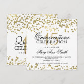 Invitation Quinceanera 15 Anniversaire Gold Foil Confetti (Devant / Derrière)