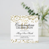Invitation Quinceanera 15 Anniversaire Gold Foil Confetti (Debout devant)