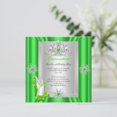 Invitation Quinceanera 15 Anniversaire Lime Vert talons (Debout devant)
