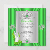 Invitation Quinceanera 15 Anniversaire Lime Vert talons (Devant)