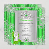 Invitation Quinceanera 15 Anniversaire Lime Vert talons 2 (Devant / Derrière)