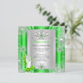 Invitation Quinceanera 15 Anniversaire Lime Vert talons 2 (Debout devant)