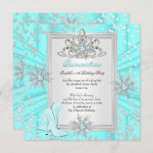 Invitation Quinceanera 15 Anniversaire Lumière Bleu Turquoise (Devant / Derrière)