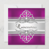 Invitation Quinceanera 15 Anniversaire Parties scintillant ro (Devant)