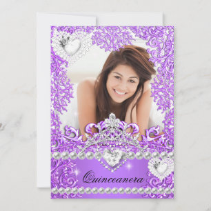 Invitation Quinceanera 15 ans Anniversaire Chaud Violet Argen