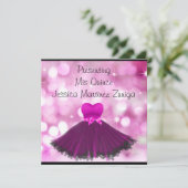 Invitation QUINCEANERA 15 Bulles roses noires 2 (Debout devant)