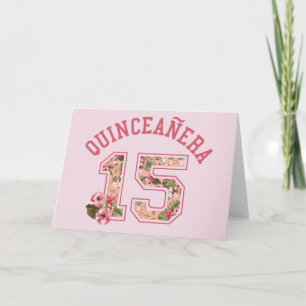 Invitation Quinceanera 15 floraux roses sportifs