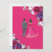 Invitation Quinceañera 15 Fuchsia Purple Lilac Twins Floraux (Dos)