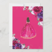 Invitation Quinceañera 15 Fuchsia Robe Purple Lilac Floral (Dos)