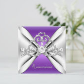 Invitation Quinceanera 15 Tiara Purple Silver White (Debout devant)