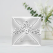 Invitation Quinceanera 15 Tiara Silver White Diamond (Debout devant)