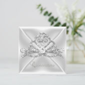 Invitation Quinceanera 15 Tiara Silver White Diamond 2 (Debout devant)