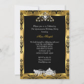 Invitation Quinceanera 15e anniversaire Black Gold Damask (Dos)