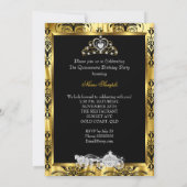 Invitation Quinceanera 15e anniversaire Black Gold Damask 2 (Dos)