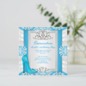 Invitation Quinceanera 15e anniversaire Cendrillon bleu talon (Debout devant)