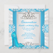 Invitation Quinceanera 15e anniversaire Cendrillon bleu talon (Devant)