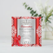 Invitation Quinceanera 15e anniversaire Chaussures rouges 2 (Debout devant)