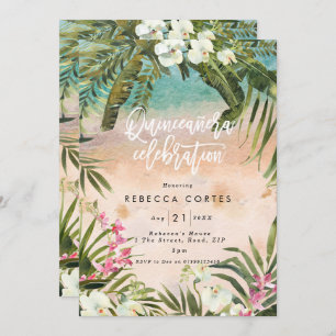 Invitation Quinceanera, 15e anniversaire dans la jungle tropi
