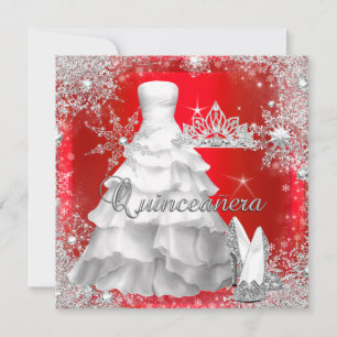 Invitation Quinceanera 15e anniversaire d'argent rouge chaud